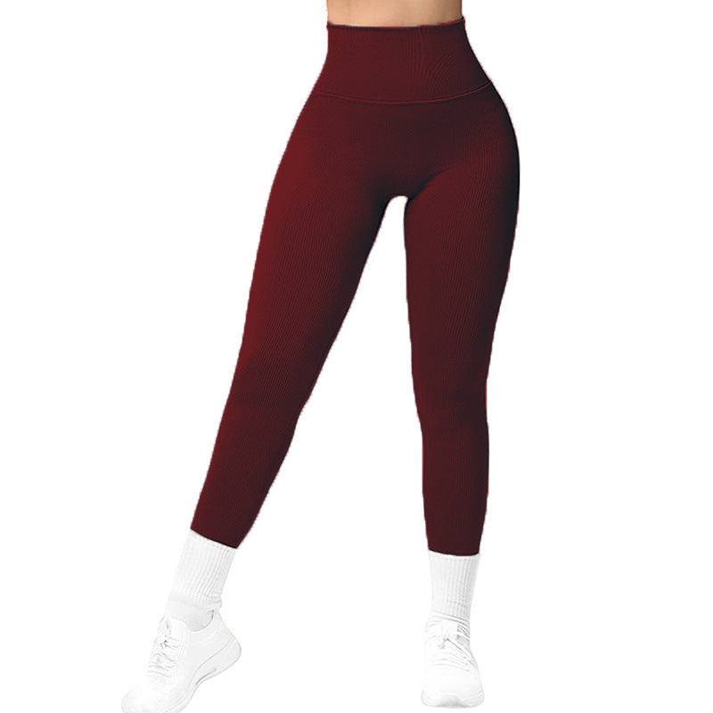 Leggings Femme Taille Haute Sans Coutures – Pantalon de Sport Slim Tricoté pour Yoga, Fitness et Running – Tissu Extensible et Confortable