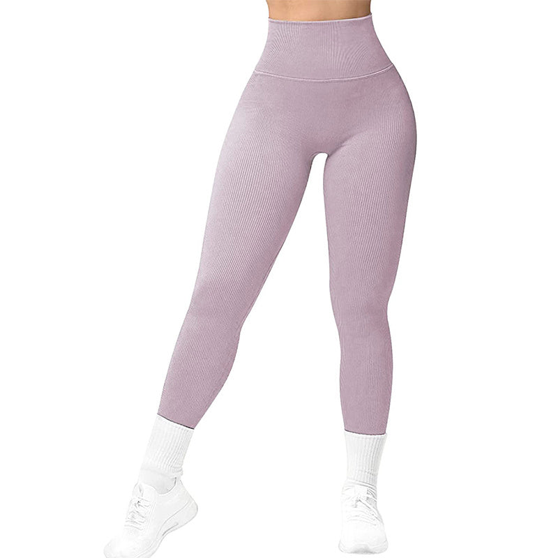 Leggings Femme Taille Haute Sans Coutures – Pantalon de Sport Slim Tricoté pour Yoga, Fitness et Running – Tissu Extensible et Confortable