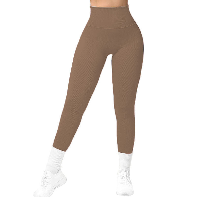 Leggings Femme Taille Haute Sans Coutures – Pantalon de Sport Slim Tricoté pour Yoga, Fitness et Running – Tissu Extensible et Confortable