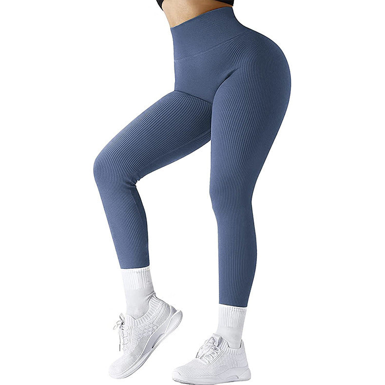 Leggings Femme Taille Haute Sans Coutures – Pantalon de Sport Slim Tricoté pour Yoga, Fitness et Running – Tissu Extensible et Confortable