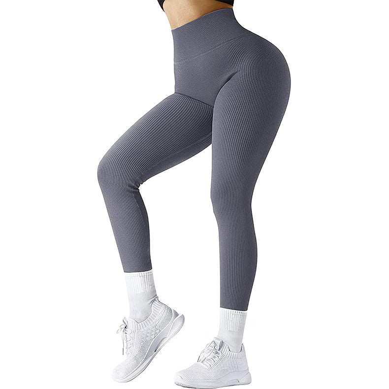 Leggings Femme Taille Haute Sans Coutures – Pantalon de Sport Slim Tricoté pour Yoga, Fitness et Running – Tissu Extensible et Confortable