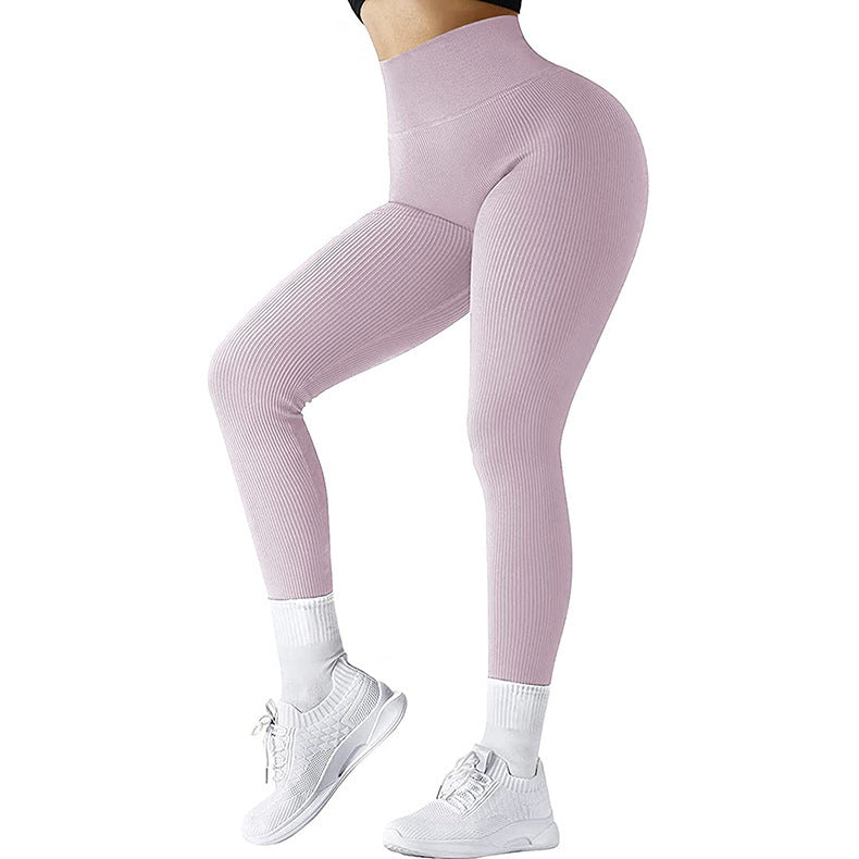 Leggings Femme Taille Haute Sans Coutures – Pantalon de Sport Slim Tricoté pour Yoga, Fitness et Running – Tissu Extensible et Confortable