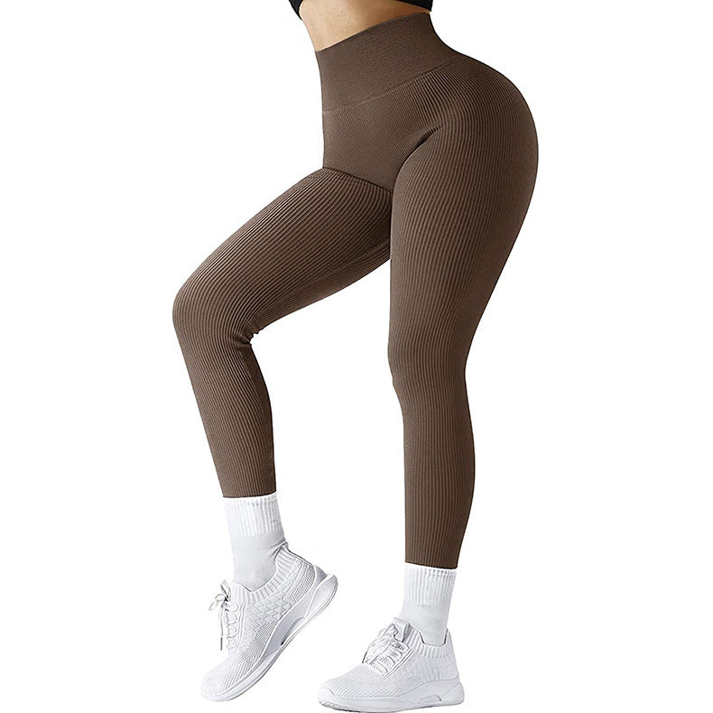 Leggings Femme Taille Haute Sans Coutures – Pantalon de Sport Slim Tricoté pour Yoga, Fitness et Running – Tissu Extensible et Confortable
