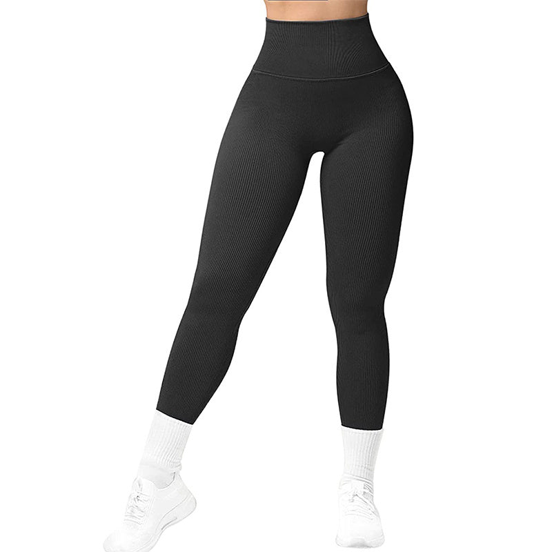 Leggings Femme Taille Haute Sans Coutures – Pantalon de Sport Slim Tricoté pour Yoga, Fitness et Running – Tissu Extensible et Confortable