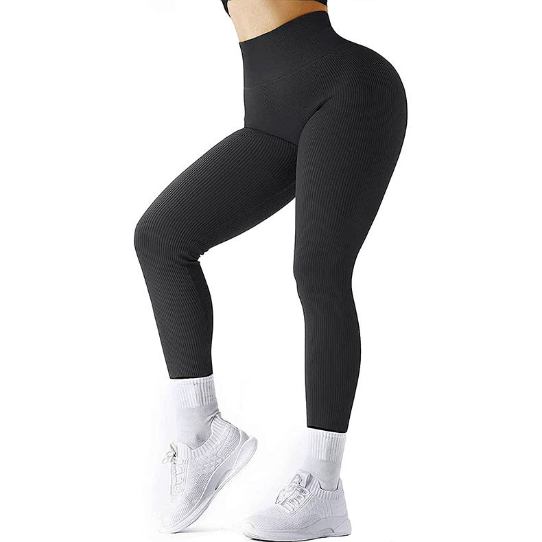 Leggings Femme Taille Haute Sans Coutures – Pantalon de Sport Slim Tricoté pour Yoga, Fitness et Running – Tissu Extensible et Confortable